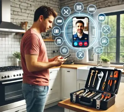 Man in Kitchen with cell phone 1